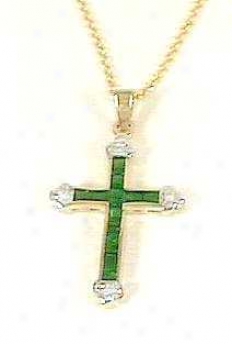 Emerald & Diamond Cross Pendant