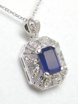 Emeral dSapphire & Diamond Antique Pend.