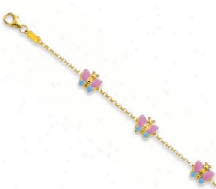 Enamel Childrens Butterfly Bracelet