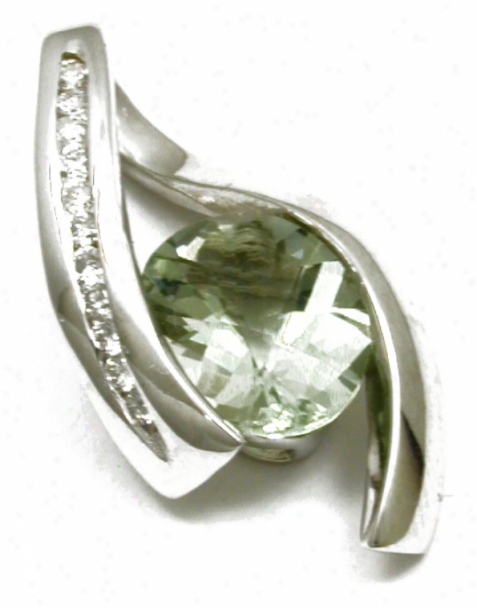 Green Amethyst & Diamond Omega Glide Pendant