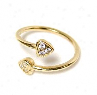 Heart Cubic Zirconia Cz Bypass Adjustable Toe Ring