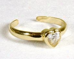 Heart Cubic Zirconia Cz Toe Ring