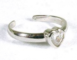 Heart Cubic Zirconia Cz White Toe Ring