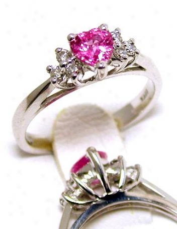 Heart Pink Sapphire & Diamond Ring
