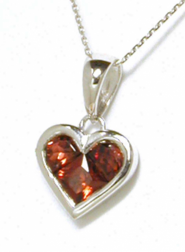 Invisible-set Heart Garnet Hanging appendage