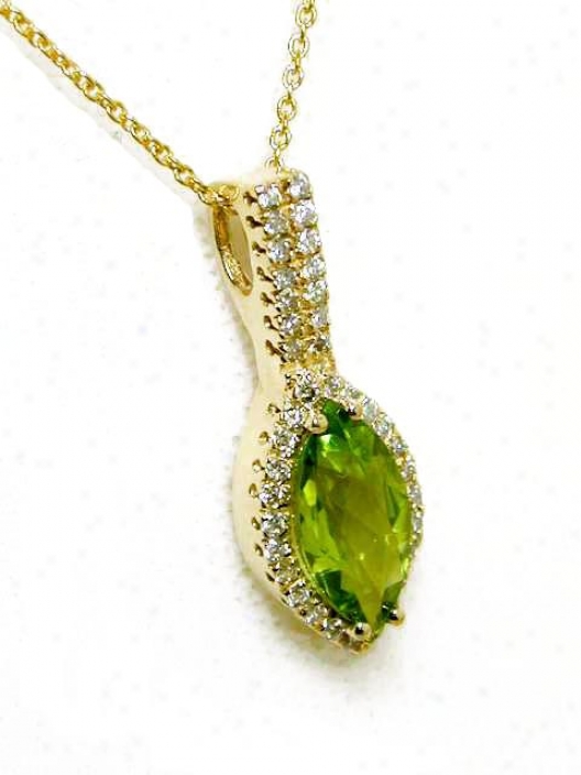 Marquise Peridot & Diamond Art Deco Pendant