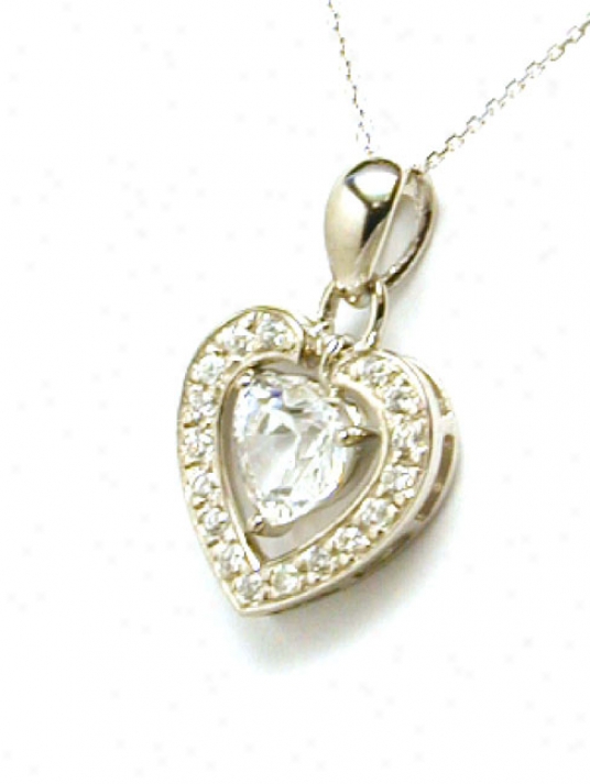 Moveable Double Heart Cubic Zirconia Cz Pendant