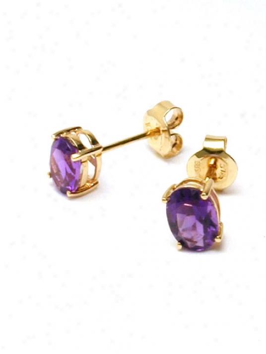 Oval Amethyst Stud Earrings