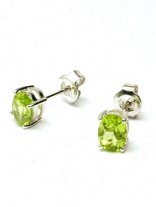 Oval Peridot Stud Earrings