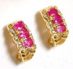 Oval Ruby & Diamond Earrings