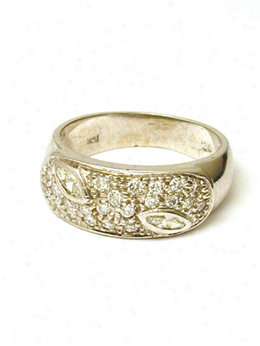 Pave Round& Marquise Diamond Band