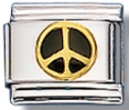 Peace Sign (black) Italian Charm Link