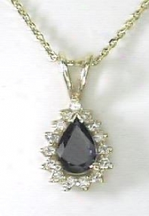 Pear-shape Blue & Diamond Pendant