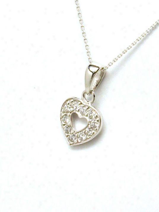 Petite Open Cubic Zirconia Heart Pendant