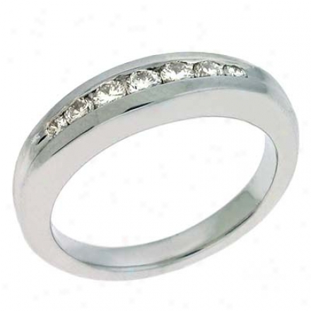 Platinum Channel-set Round 0.34 Ct Brilliant Band Ring