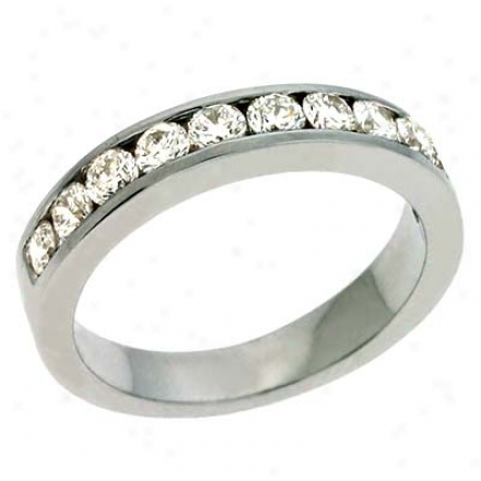 Platinum Channel-set Round 0.74 Ct Diamond Band Ring