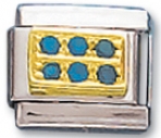 Rectangle - Blue Round Cz Charm