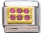 Rectangle - Red Round Cz Charm