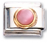 Round - Pink Cats-eye Italian Charm Link