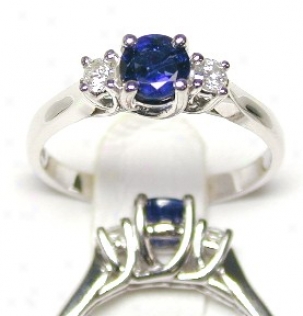 Sapphire & Diamond Round 3 Stone Ring