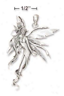 Ss 1 3/4 Inch Floating Fairy Pendant - Nickel Free