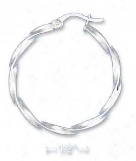 Ss 1 3/8 In. Twisted Stock Tubular Hoop Earrings French Lick