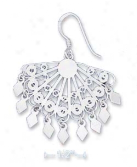 Ss 1 Inch Entangled Fan Triangular Dngles Earrings