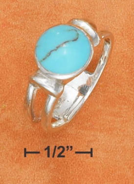 Ss 10mm Turquoise Ring 3/4 Split Shank Partial Solid Palm