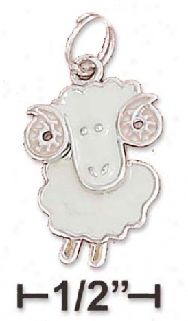 Ss 13x17mm Enamel Big Horn Sheep Charm Moveable Head Body