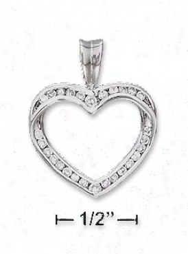 Ss 21mm Twisted Channel Set Cz Open Disposition Pendant