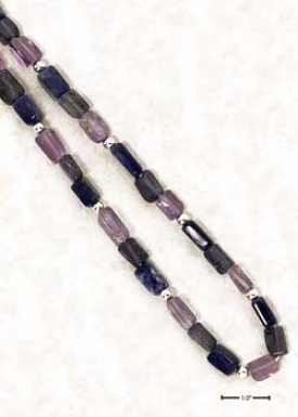 Ss 24 Inch Genuine Amethyst Iolite Sodalite Beaded Necklace