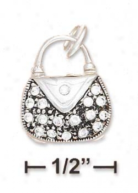 Ss 3d Pave Crystal Opening Purse Charm (appr. 1/2 Inch)