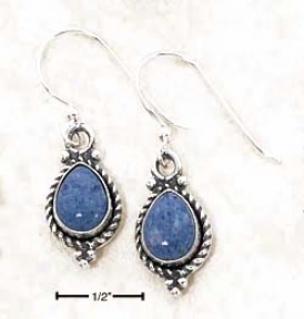 Ss 6x8mm Pear Denim Lapis Roped Put a ~ upon Dangle Earrings