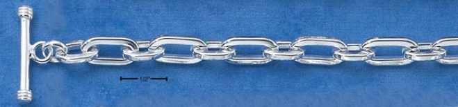 Ss 7 Inch Heavy Plain Alternating Small Toggle Bracelet