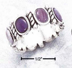 Ss Continuous Alternating Purple Shell Rope Bar Ring