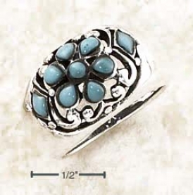 Ss Dome Multiple Turquoise Stones In Fko5al Pattern Ring