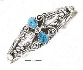 Ss Double Inverted Turquoise Nuggdt Designer Cuff