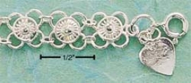 Ss Fancy Flat Wire Flowers Wih Raised Center Bracelet