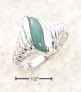 Ss Fancy Twist Shrimp Ring With Turquoise Stone Inset