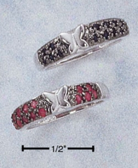 Ss Genuine Ruby Genuine Sapphire Set Of Two Rings
