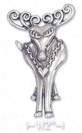 Ss Lady eRindeer Pin With Long Eyelashes Heart Necklace