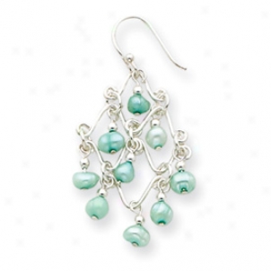 Ss Light Green Cultured Pewrl Fancy Chadelier Earrings