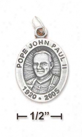 Ss Oxidized 16x19mm Pope John Paul Ii Memorial Charm