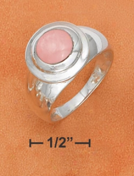 Ss Raised 8mn Pink Shell Ring On 11mm Tapered Ring