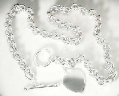 Ss Rolo Necklace With Heart Shaped Charm