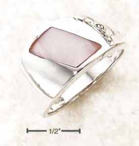 Ss Slanted Pink Mop Shell On Polished Shank Ring