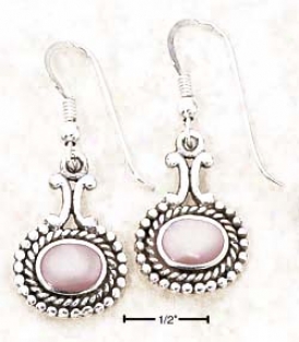 Ss Small Wide Pink Mop With Dots Rope Setting Earrings