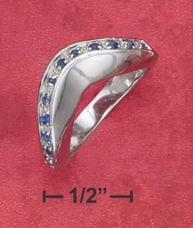 Ss Stnthetic Sapphire Wave Ring (appr. 4mm Spacious)