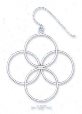 Ss Tube Earrings With 4 Circles Arranged As A Venn Diagram