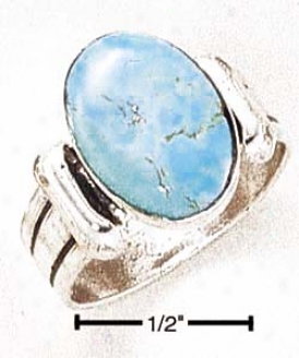 Ss Turquoise Stone On Fancy Shank Ring